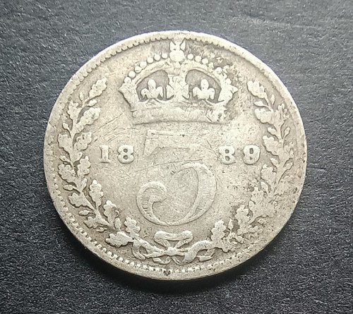 1889 silver threepence queen - silver,