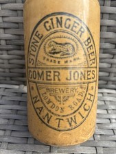 GOMER JONES NANTWICH STONE GINGER BEER BOTTLE PICTORIAL STONE GINGER BEER BOTTLE