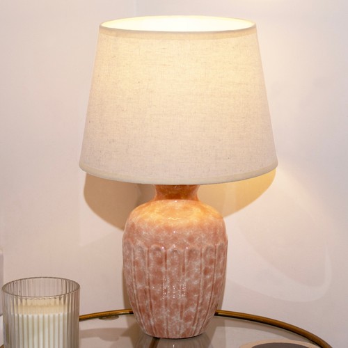 Pink fluted urn ceramic - urn,