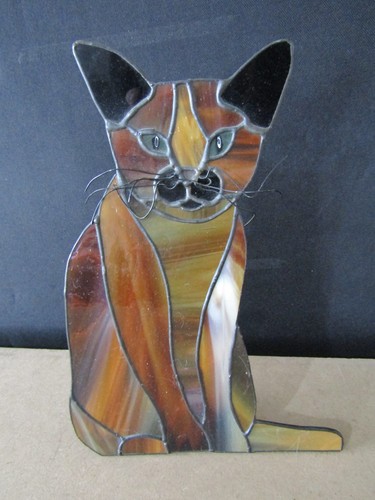 Stained glass lead cat - lead,