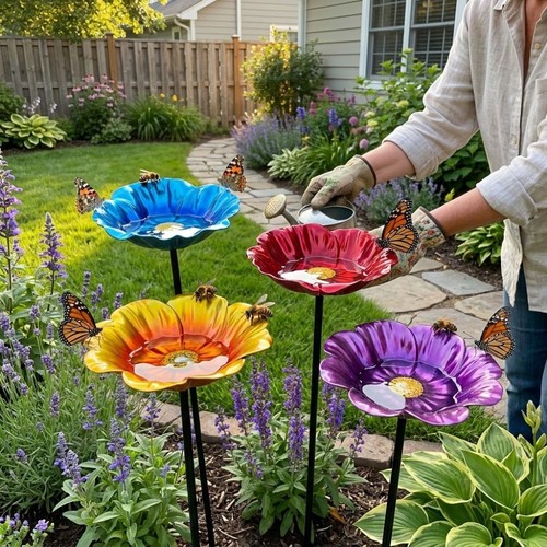 Bird bath stake handmade - handmade, metal