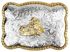 Cowboy Rodeo Gold & Silver Plated Belt Buckle