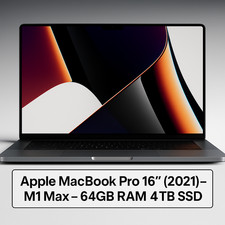 Apple MacBook Pro 16" (2021) – M1 Max – 64GB RAM – 4TB SSD – Silver / Space Grey