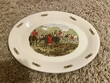 Large Ceramic Serving Plate With Traditional English Hunting Scene