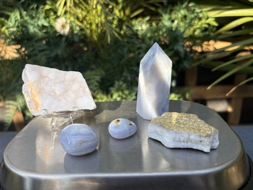 Blue lace agate crystal - agate, bundle