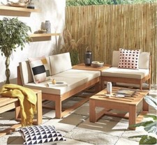 Garden Furniture Seville Corner Sofa Set Natural Cozy Outdoor Seating Solution