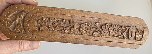Vintage carved wood pencil box - wood,