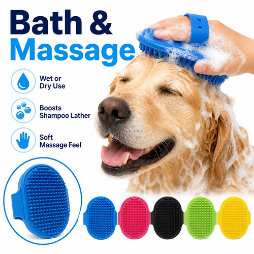 Silicone pet grooming brush - silicone,