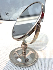DOUBLE SIDED MAGNIFYING DRESSING TABLE MAKEUP MIRROR SILVER TONE METAL FRAME