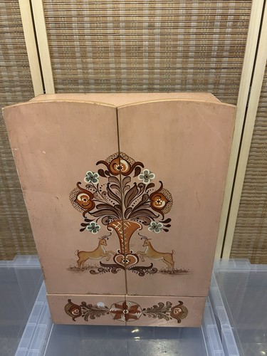 Pink folk art cabinet - art,