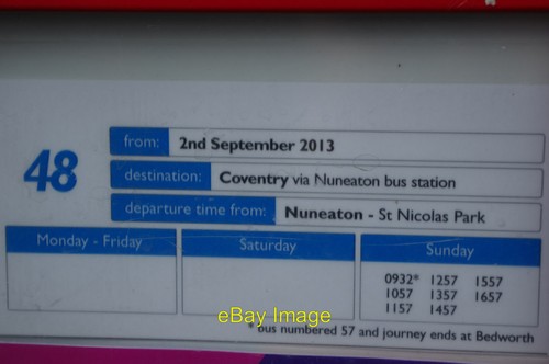 Photo 6x4 bus timetable - timetable,