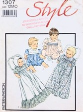 STYLE Pattern 1307 Baby Christening Gown Romper Nightgown Smocking Size 1 UNCUT