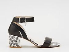 Moda In Pelle OREENA Snake Leather Heel Sandals, BLACK & SILVER UK 5 EU 38 NEW