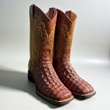 Men’s Square Toe Caiman Boots. Alligator Skin Boots For Men. Bota Piel Caiman.