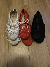 3 Pairs Dolly Shoes Size 6 Red Black White. With Tie Laces