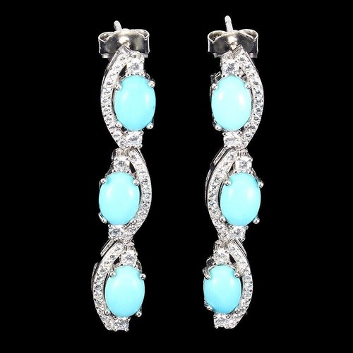 Silver earrings turquoise - silver,