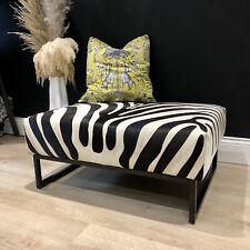 Zebra Print Genuine Cowhide Ottoman / Footstool / coffee table MADE TO ORDER!