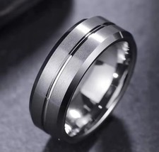 Titanium Wedding Ring Men Women Brushed Matt Groove Unisex Engagement Band Gift