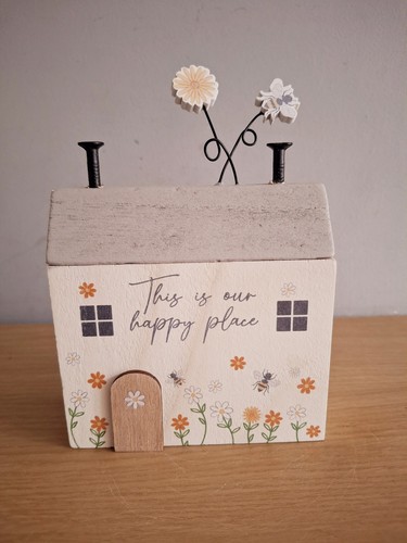 Wooden block house ornament - wooden,