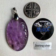 AMETRINE 36x23MM OVAL MOGHUL STYLE CARVED PENDANT WITH 925 STERLING SILVER BAIL