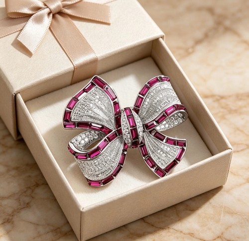 Rhinestone bow brooch - bow,