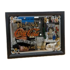 Vintage Delicious Coca Cola Mirror Sign Framed 26.5 X 20 Cm Used A18