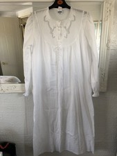 Victorian Style Linclalor White Embroidered Cotton Nightgown/dress  Size 12