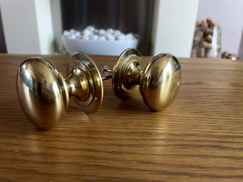 Pair solid brass - solid, (heavy)
