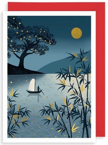 Boat lake night art - lake,