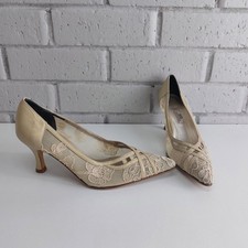 Women's HB Espana Heel Shoes Bridal Wedding Party Evening Floral Lace Size 3