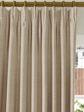 John Lewis Pair Blackout Lined Pencil Pleat Curtains 228 x 228cm Natural (Pulls}