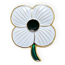 WHITE PEACE FLOWER POPPIES ENAMEL PIN BADGE | PACIFIST | CHARITY
