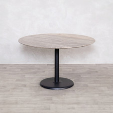 ROUND TRAVERTINE TOP DINING