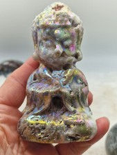 195g Aura Sphalerite Buddha Carving Crystal Gemstone Healing 