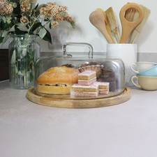 Glass Cake Dome with Wooden