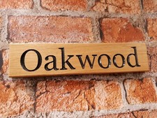 Personalised Oak House Sign, Carved, Custom Engraved Outdoor Wooden Name Plaque