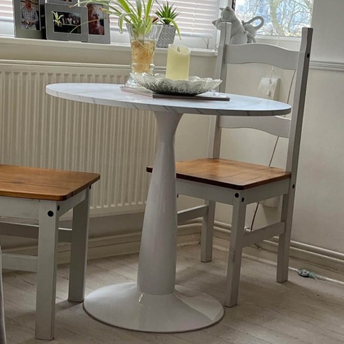 Round industrial dining table - dining,