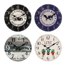 Quartz Wall Clock Vintage Rustic Style Retro Shabby Chic Kitchen Home 4 Designs