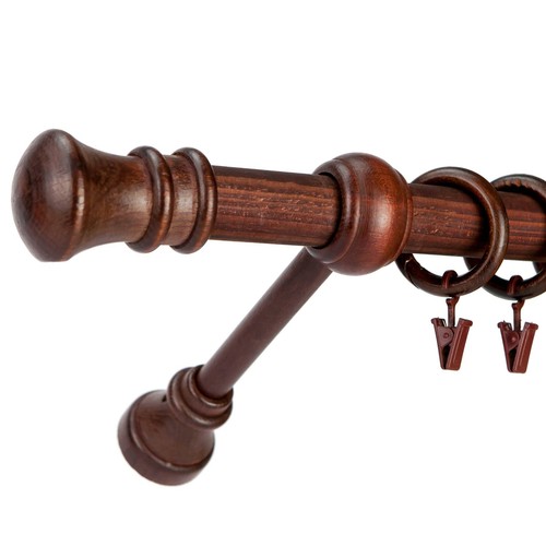 Wooden curtain pole single - wooden,
