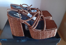 Heartbreak Chunky Tie Leg Platform Sandals UK4 Brand New & Boxed. (Bronze)