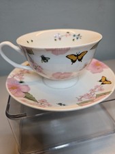 Bumble Bee Tea Co Ceramic Tea Cup Saucer Set Butterfly Design