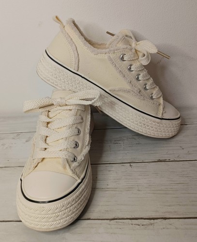 Ladies ivory canvas - , sneakers/