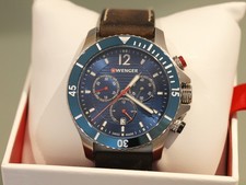 Wenger Watch Seaforce Chronograph - Blue - Brown Leather Strap - 01.0643.116