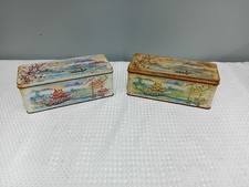 2 x Vintage W & R Jacobs & Co Biscuit Tin Japanese Style Design Hinged Lid
