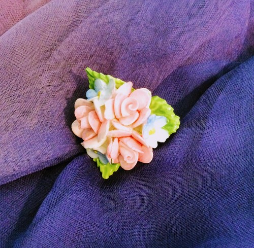 Vintage coalport brooch bone - coalport,