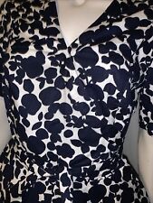 Riviera Boden stretch cotton fitted shirt dress blue white print size 10L