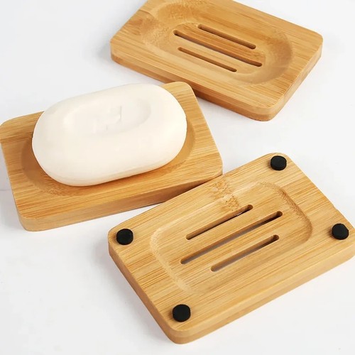 2pcs bamboo wooden soap dish - soap,