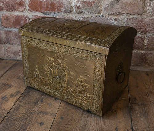 Vintage storage box brass - storage,