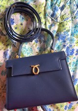 Launer Of London Royal Blue Judi Leather Handbag  Strap & Dustbag was £2380.00