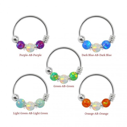 Opal bead nose ring sterling